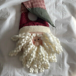 🎅 Rustic Santa Claus Door Knob Hanging Decoration -  Charming Holiday Accent!